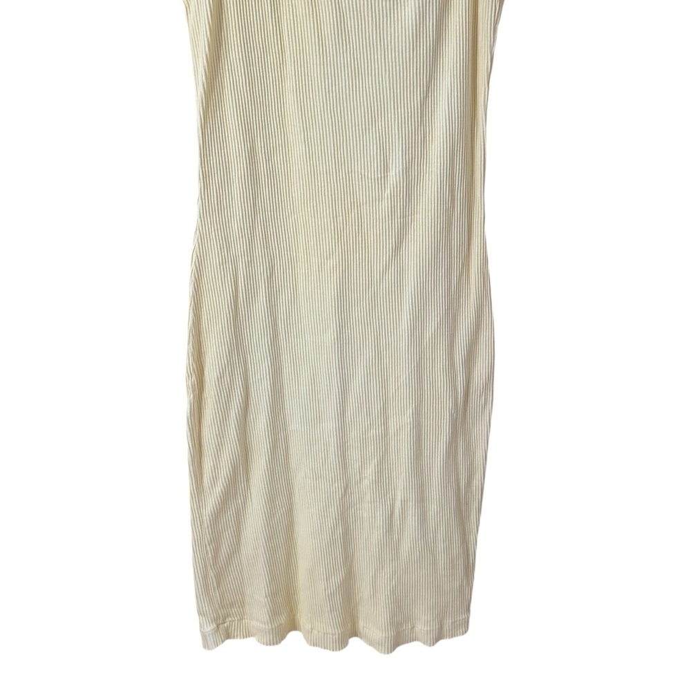 John Elliot Pale Yellow Cotton Ribbed Asymmetrical Tank Dress - Picture 3 of 15